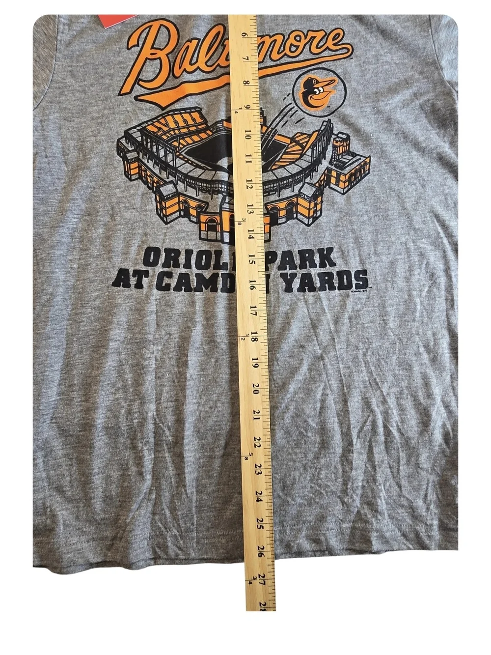HOMAGE Gray Tee with Orange Baltimore Stadium Graphic Size Small